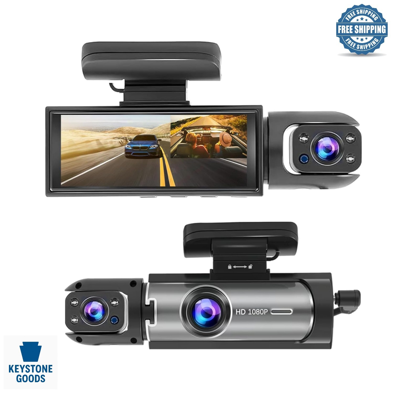 HD Dual Dash Cam with Night Vision & 24H Parking – Wide-Angle 1080P Car Recorder