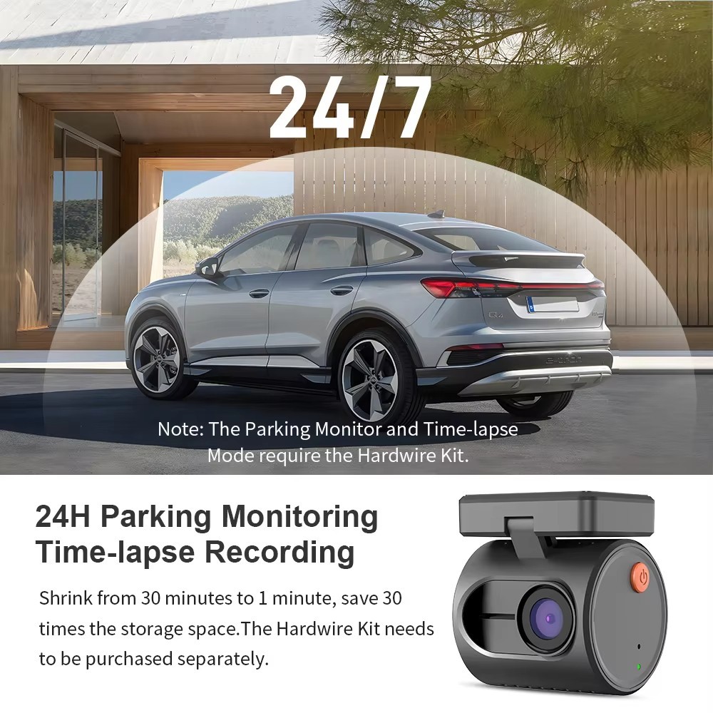 2K Mini Dash Cam WiFi Car Camera Night Vision Loop Voice Control Recording