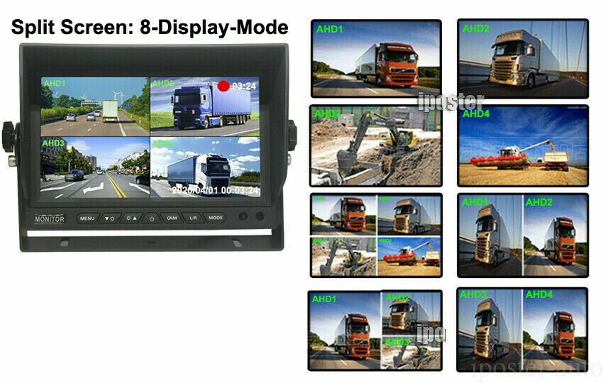7″ Quad Monitor DVR SD Recorder Side Rear View Reversing Camera System For Truck