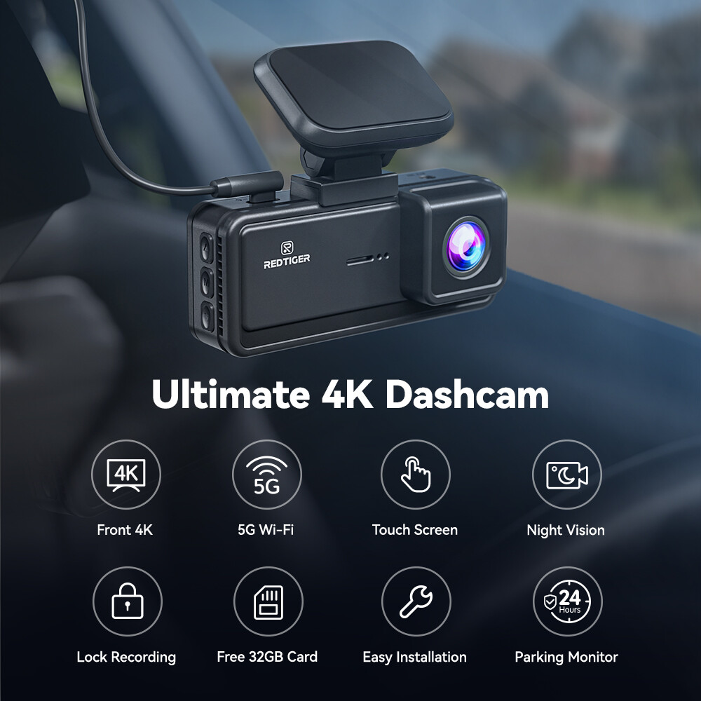 REDTIGER 4K Dash Cam Front,5G Wi-Fi,Touch Screen Dash Camera With Hardwire Kit