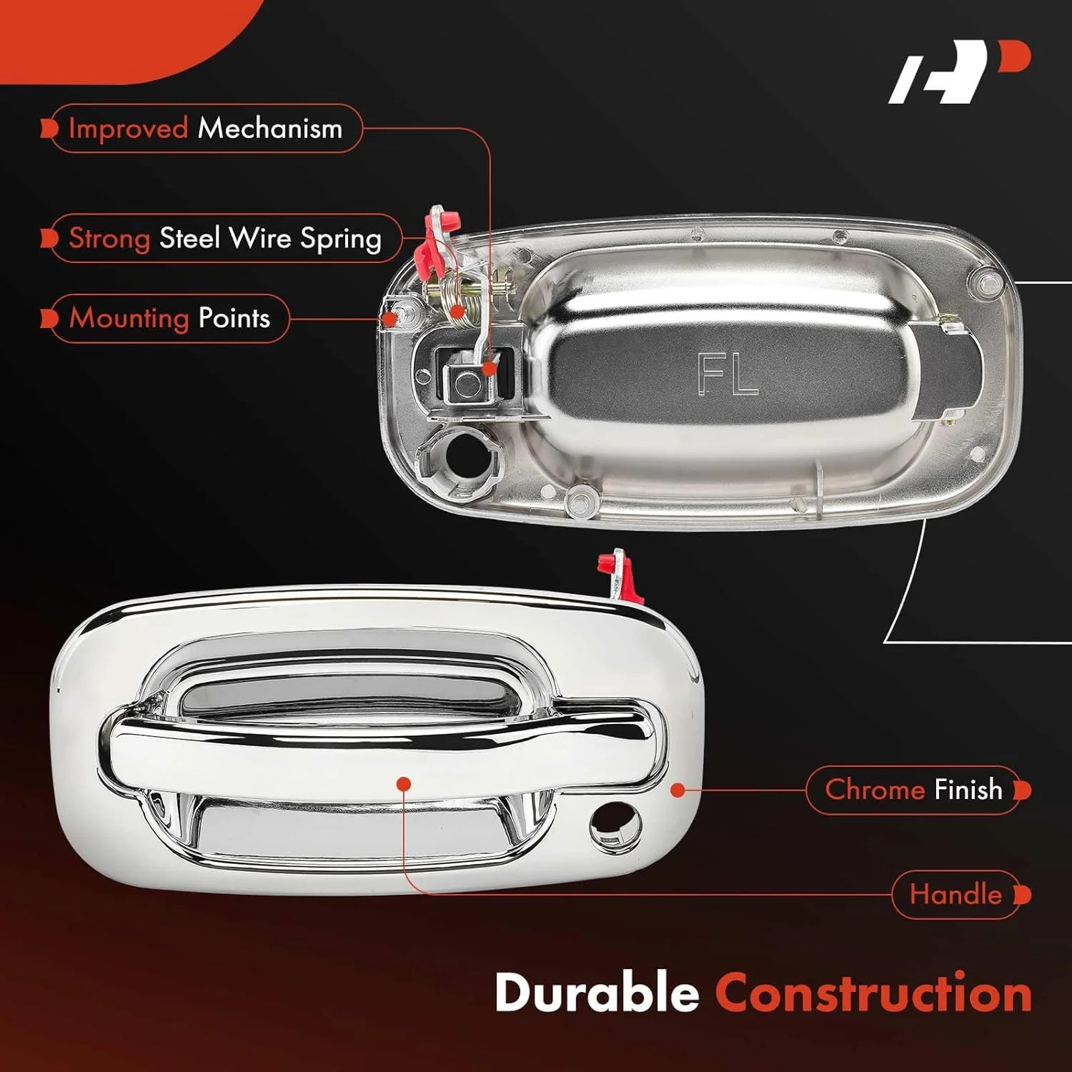 4Pcs Chrome Exterior Door Handles – Front Rear Driver Passenger | Compatible wit