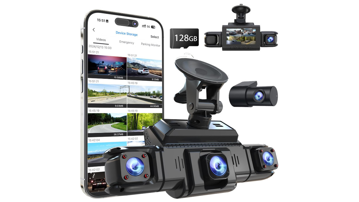 360 View 4 Channel Dash Cam Front and Rear Left Right Inside Camera for Cars, GP