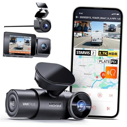N4S 3 Channel Dash Cam for Delivery &Cargo Vans, 2.7K+1440P+1440P Vantrue N4S