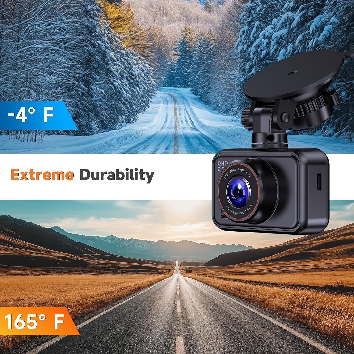 Advanced 2.5K Dash Cam with IPS Display & G-Sensor for Complete Driving Coverage