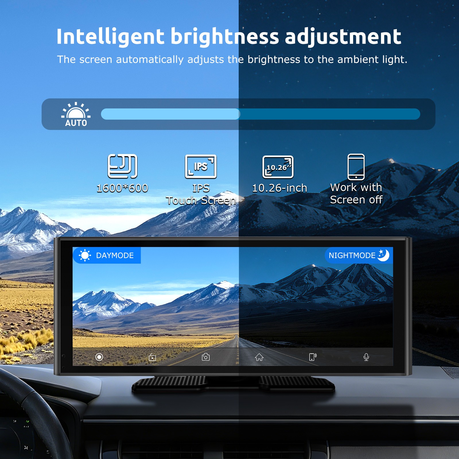 ESSGOO 10.26″ 4K DashCam Car Stereo Wireless Carplay Android Auto Touch Screen