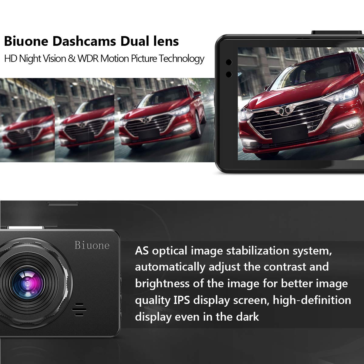 Dash Cam Front and Rear, 1080P Dash Camera for Cars with 32G Card