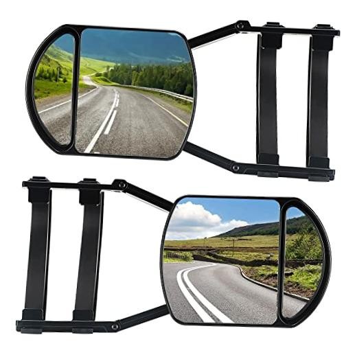 Universal Clip-on Towing Mirrors Extension Towing Flat and Convex Mirror-A