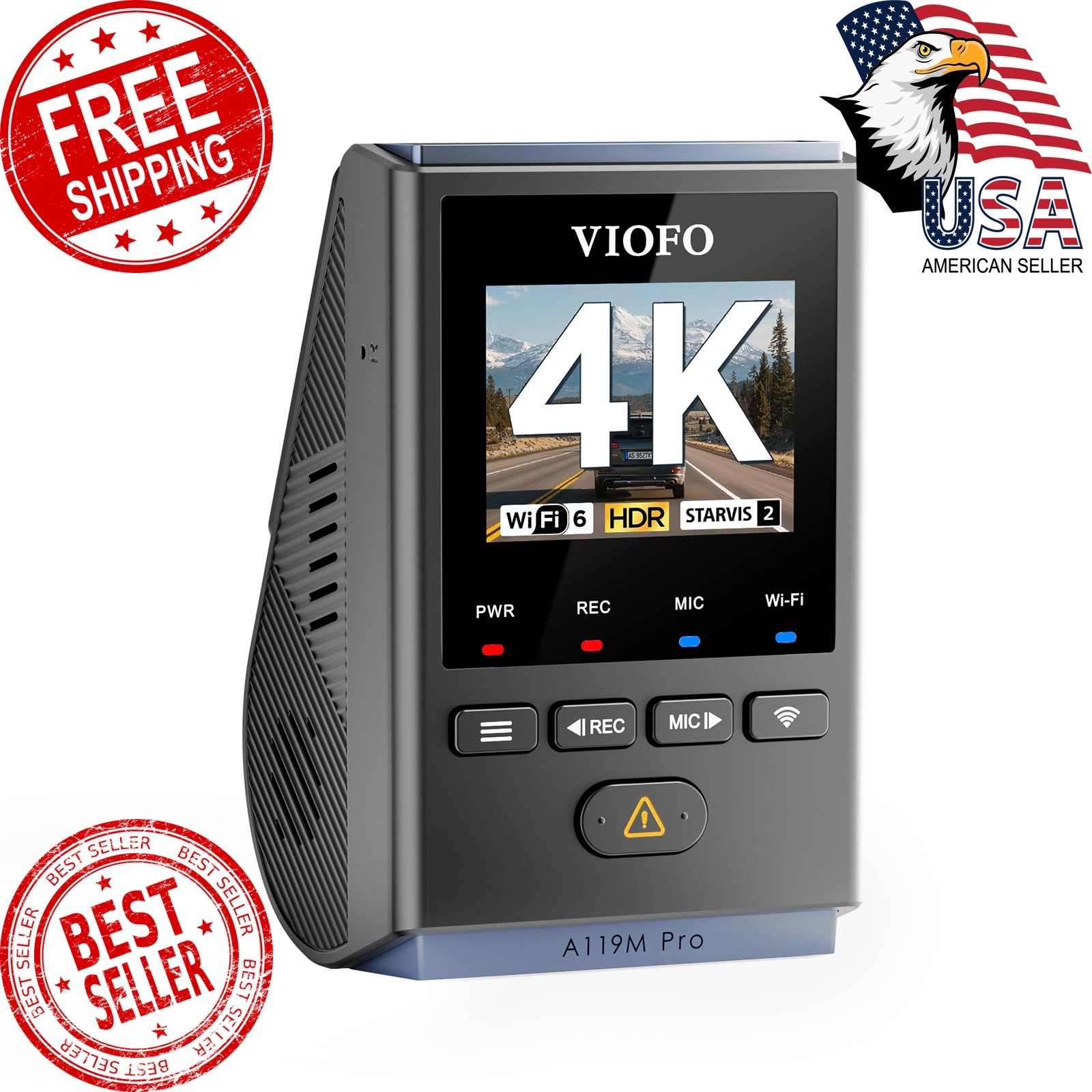 VIOFO A119M Pro 4K HDR Mini Dash Cam, STARVIS 2 IMX678 Sensor, Wi-Fi 6, GPS |…