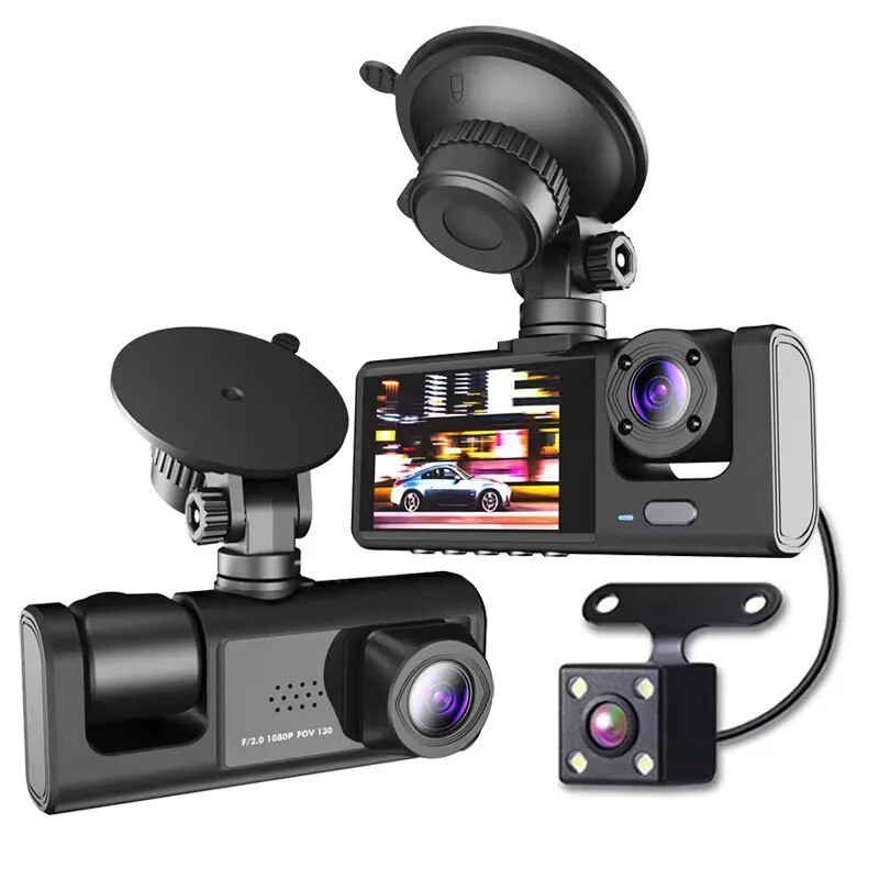 Dash Cam HD 1080P Car Dual Lens Front/Rear/Inside Video Recorder Camera G-sensor