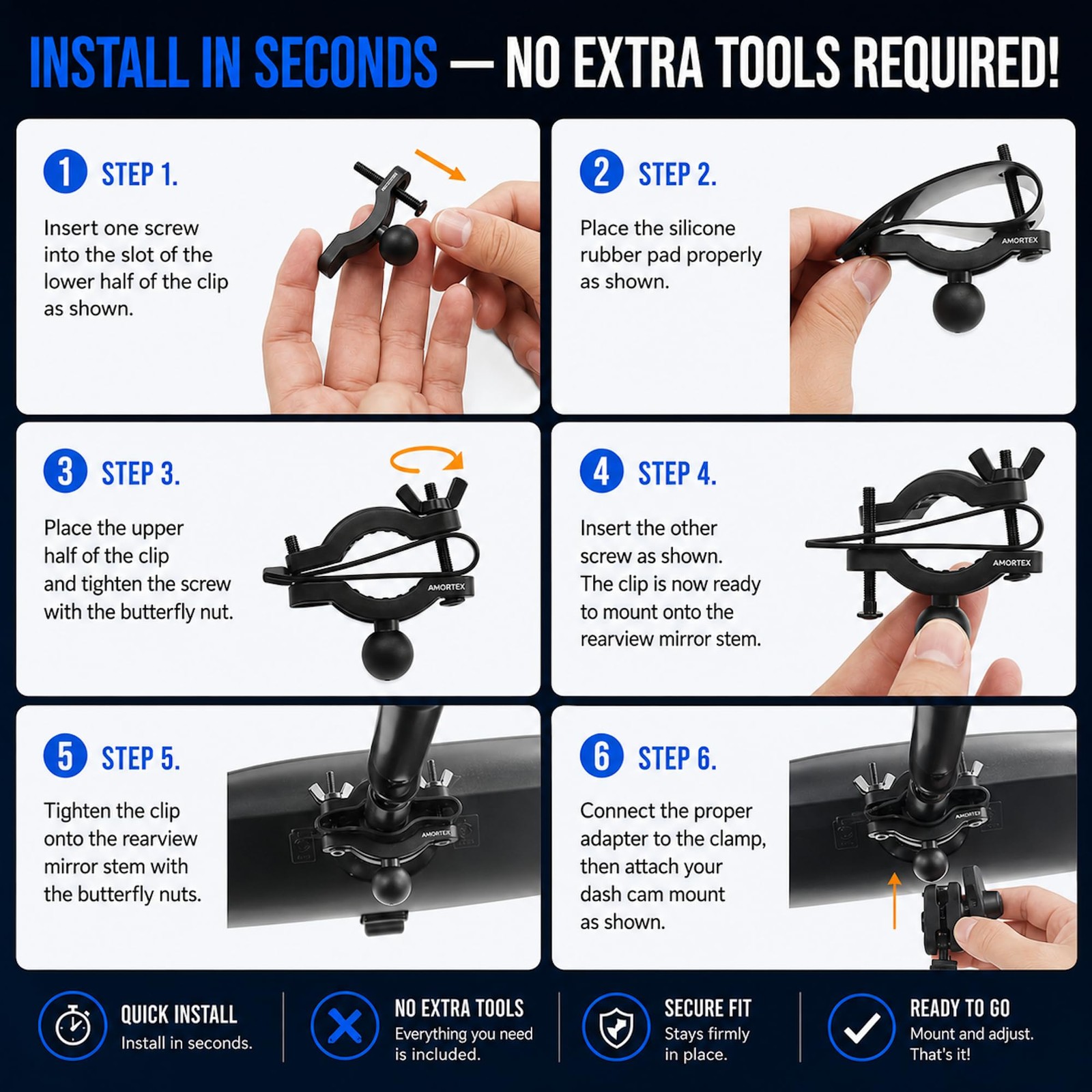 Dash Cam Mount Replacement Holder, Fits Rove r24k and Other Dash Cams