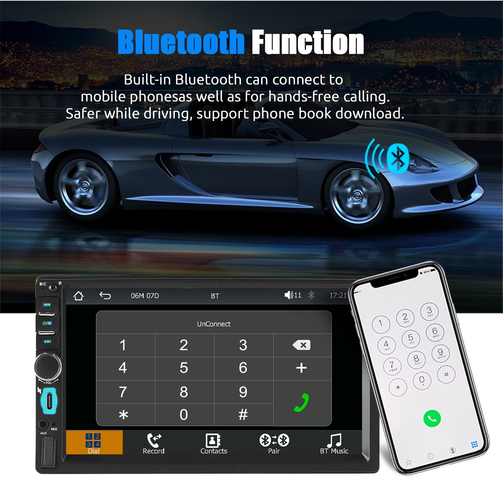7″ Double 2 Din Car Stereo Touch Screen Car Radio Apple CarPlay Android Auto AHD