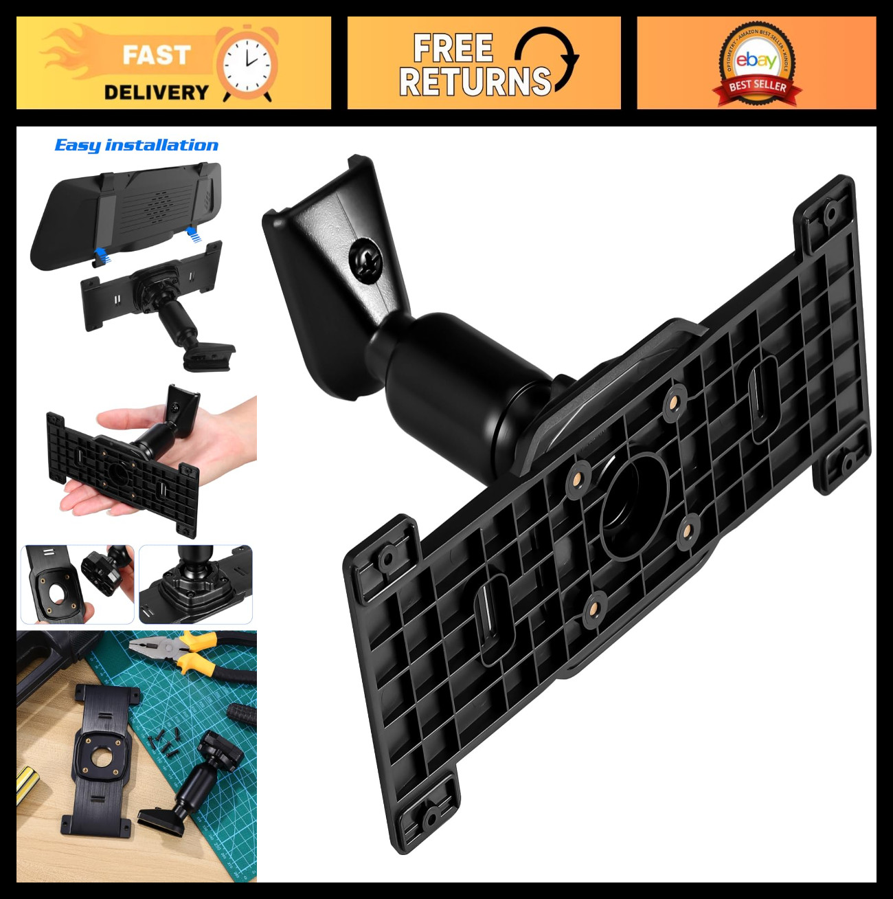 Universal Dash Cam Mount Bracket – Rearview Mirror Holder for Most Cars, 6.1″x2.