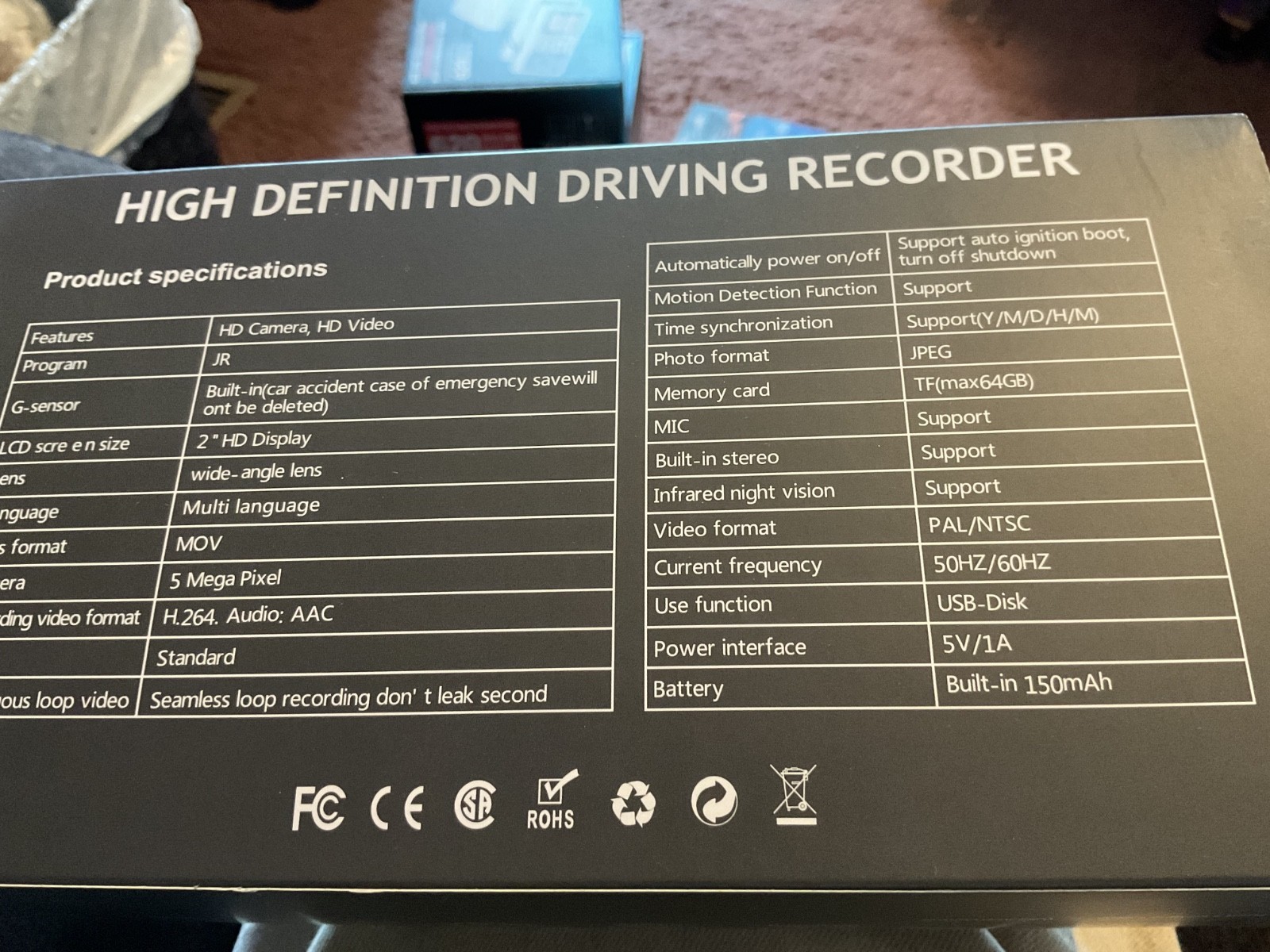 4 Lens – Vehicle BlackBox WIFI DVR Full HD – Dash Cam Front, Rear and Inside.