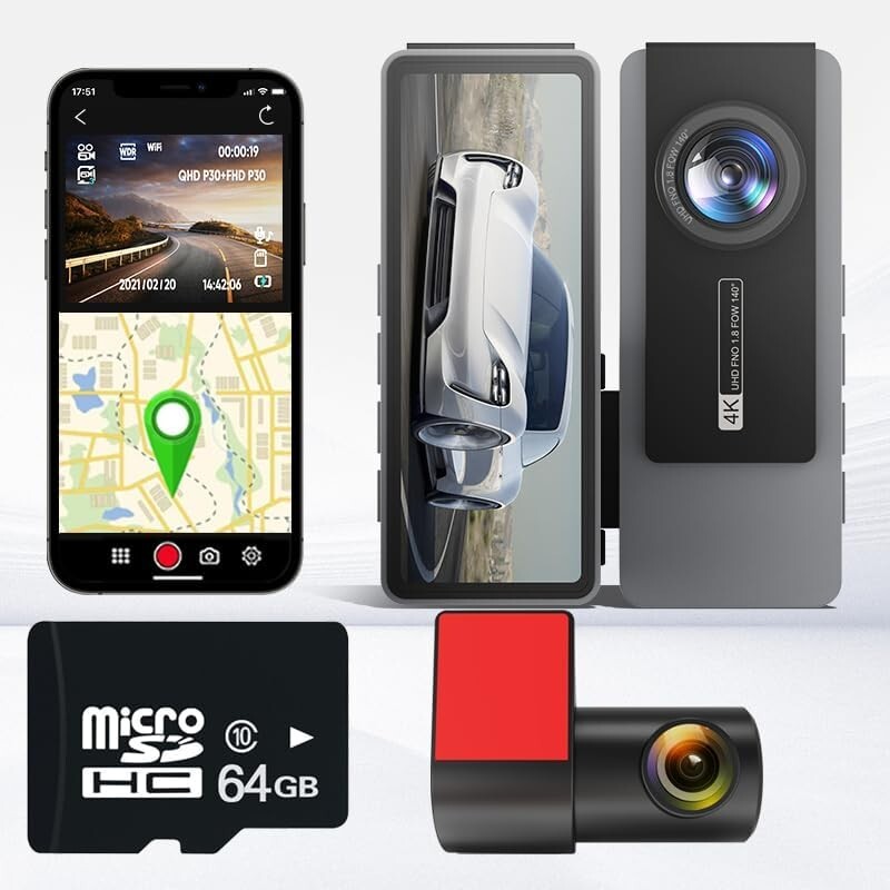 4K 3.2 Inch Radar Induction Dash Cam, HD Recording, Lightweight Body 64GB, S237