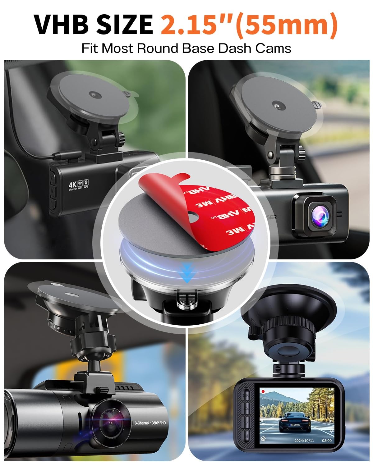 2.15″ Adhesive Sticky Pads for Dash Cam with Electrostatic Film