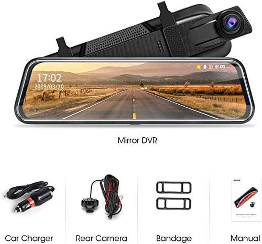 Espejo Retrovisor Con Camara Vigilancia 1080P Para Carro Auto Full HD Tactil 10′