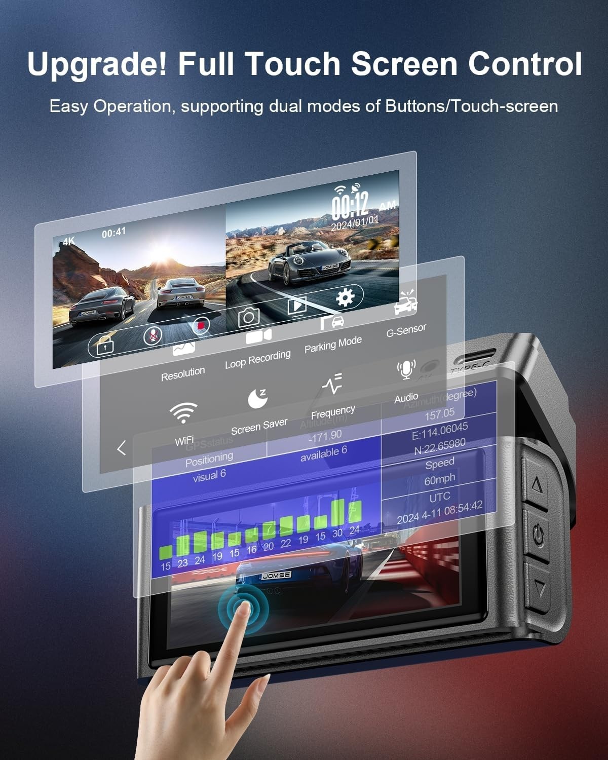 UHD 2160P Dual Dash Cam 24H Parking Monitor