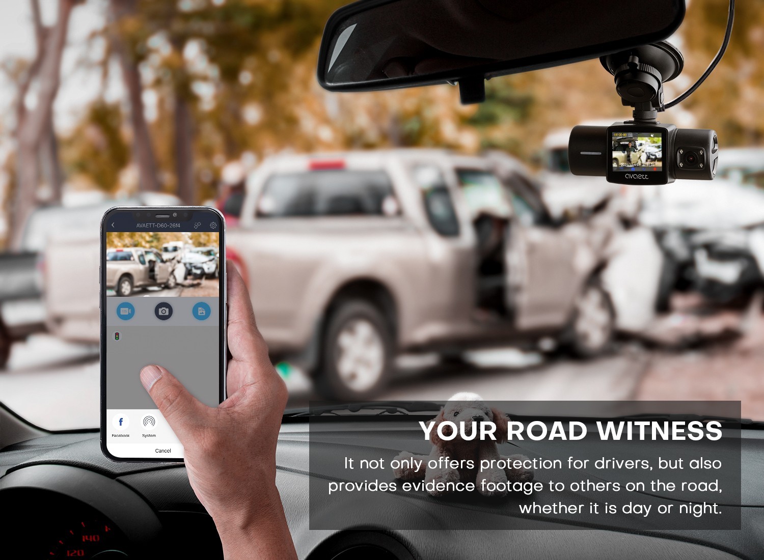 COOAU Dual Dash Cam Front and Inside, Built in WiFi GPS, Dashcams for Cars