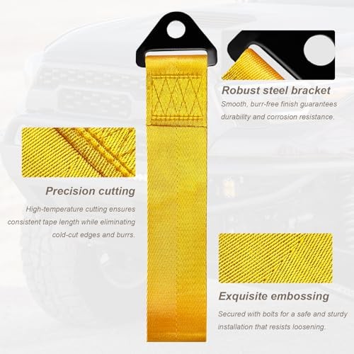 Racing Tow Strap, Nylon Decorative Trailer Belt JDM Sports Towing Hook Yellow