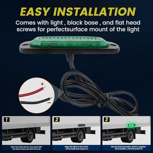 Oval Marker Lights,12V 24V 3” Side Clearance Light Aluminum Housing Green