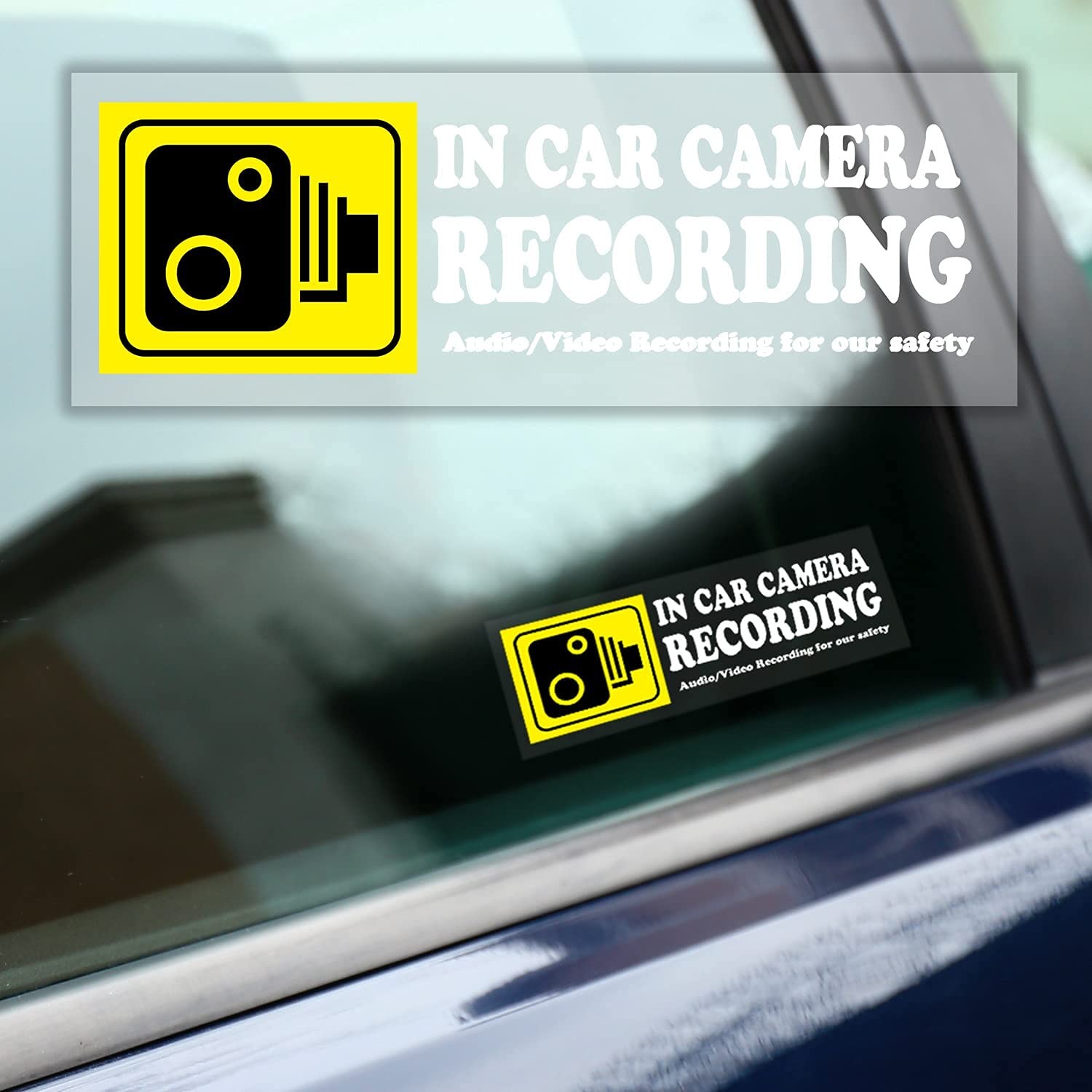4 Pcs Camera Audio Video Recording Window Cars Stickers In Car Yellow