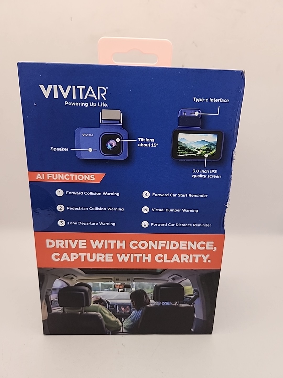 NEW Vivitar 4K HD Two-Way Dash Cam. Blue *SEALED BOX*