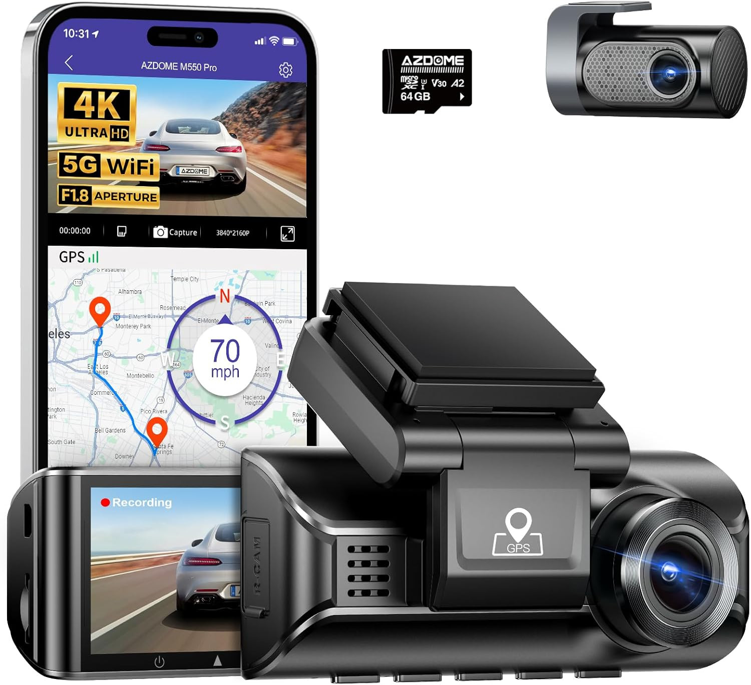 M550 Pro 2CH Dash Cam 4K with 3.19” Screen IR Night Vision 24H Parking Mode – D