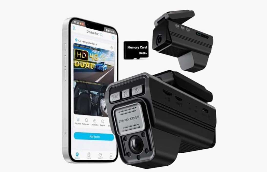 4G LTE Dash Cam – Dual Channel Front and Rear Inside Car Camera for Video, 10…