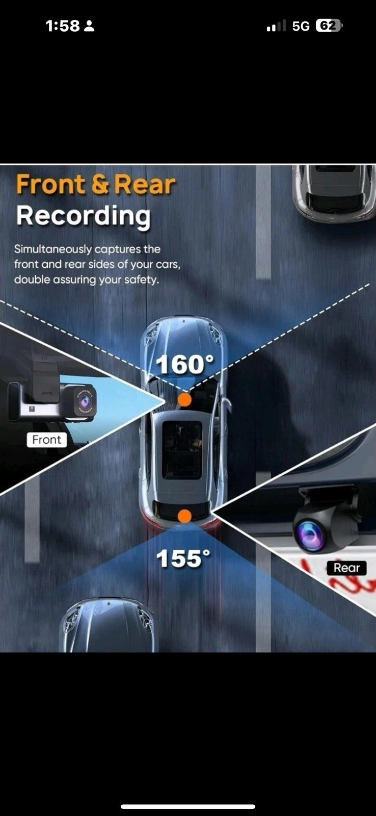 ODREY Dash Cam Front and Rear, 4K+2.5K 5G WiFi & WDR Dash Camera for Car
