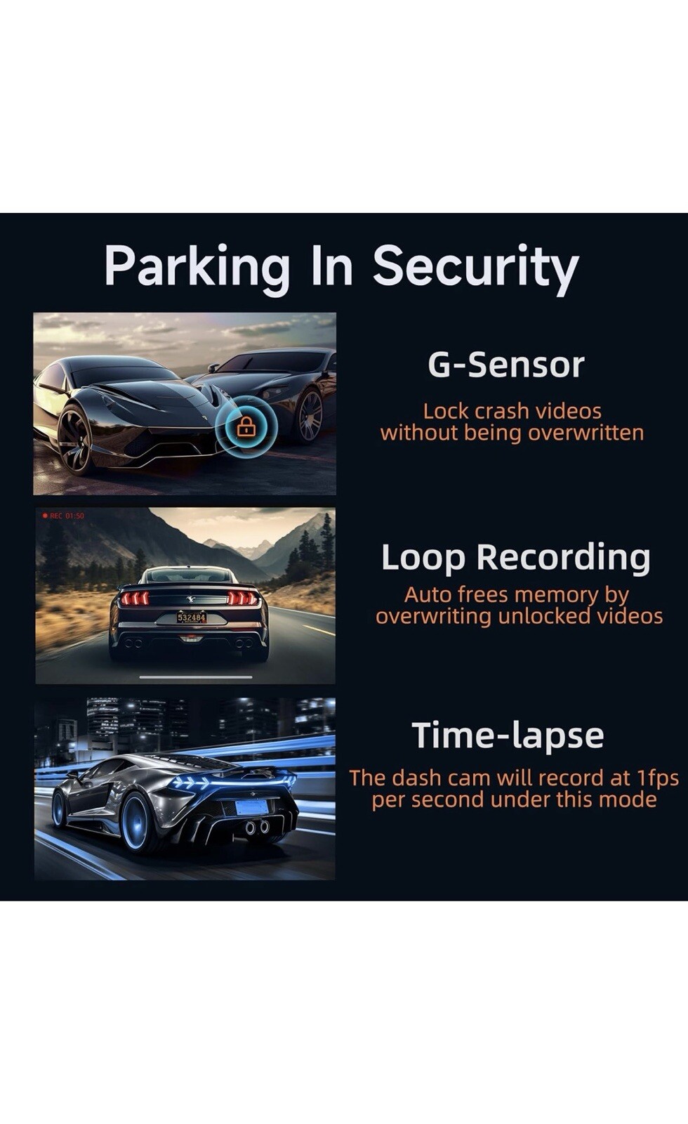 Ecomoment Front And Rear Dash Camera GT802 4K With 32 Gig Memory Card Included