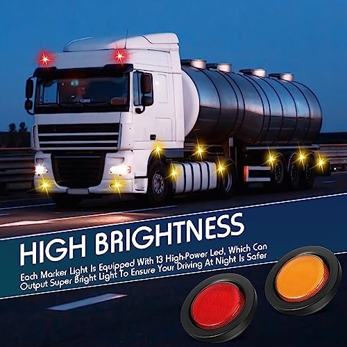 Pcs 2.5″ Round Clearance Lights 13 LED Front Rear Side Marker Waterproof 32