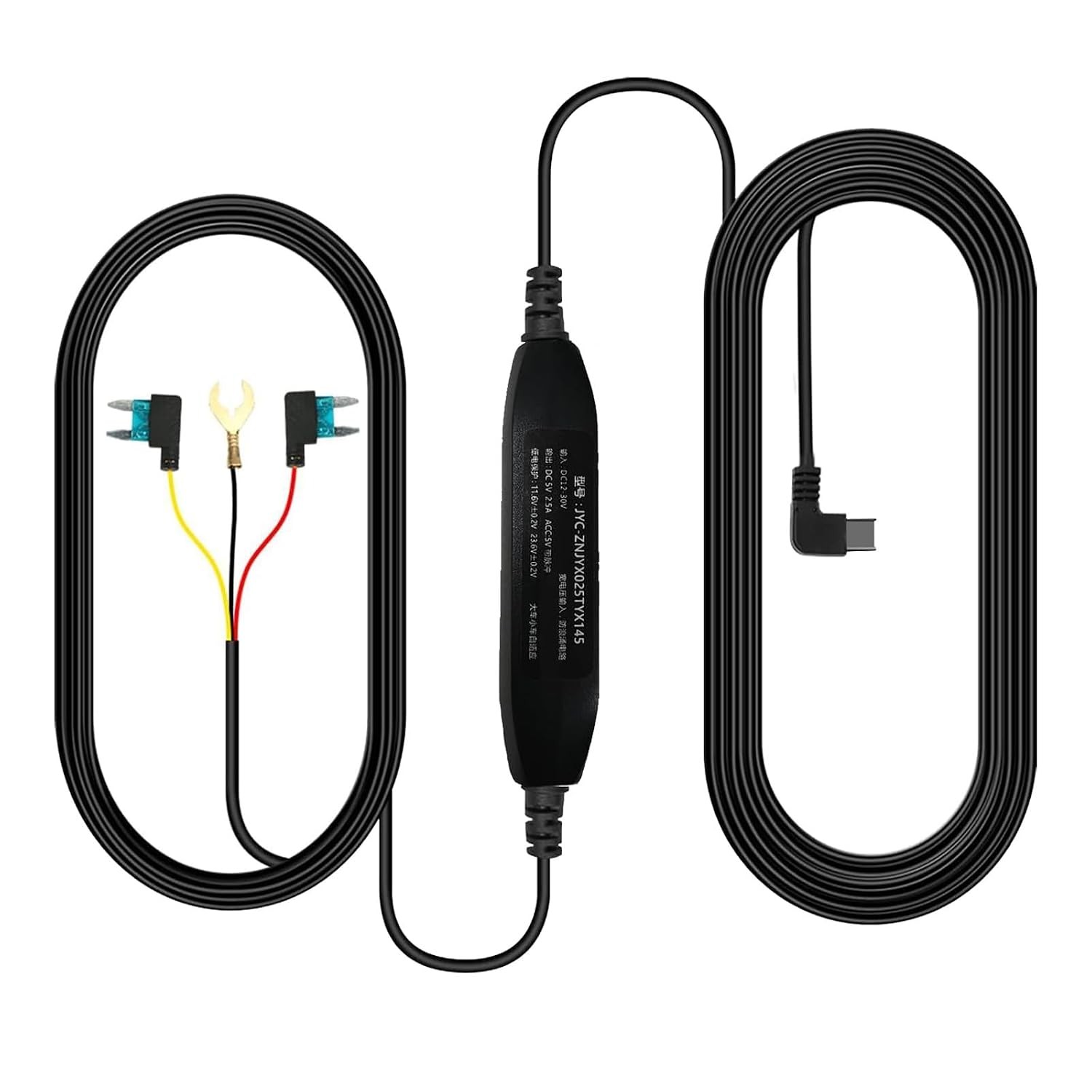 Type-C Hardwire Kit for 2 Channel Dash Cams with Fuse Taps