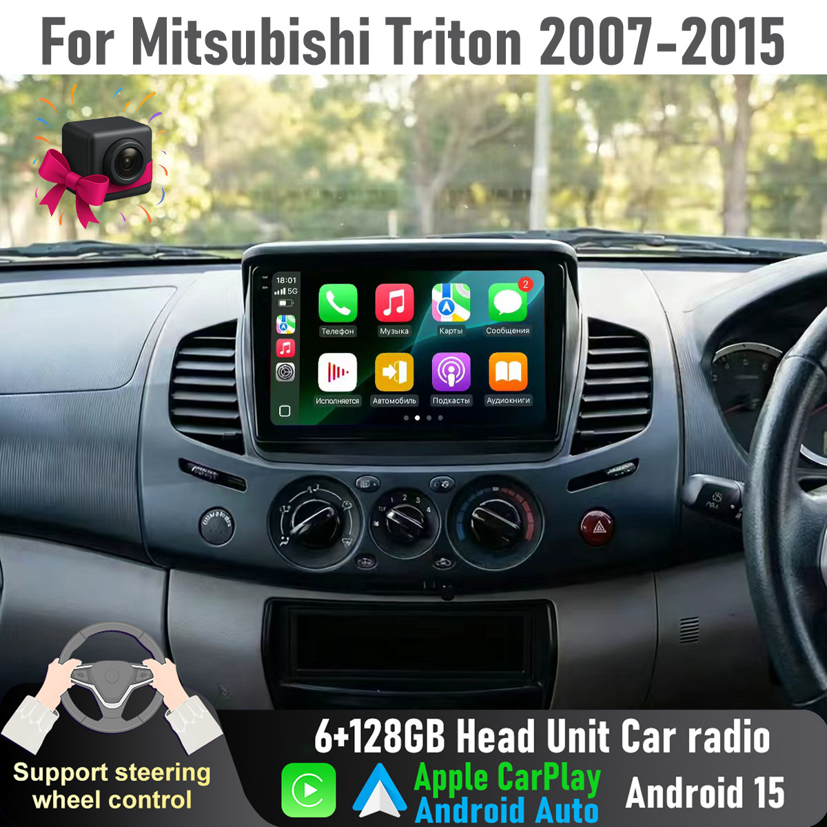9” Apple CarPlay 128GB Head Unit Car radio GPS For Mitsubishi Triton 2007-2015