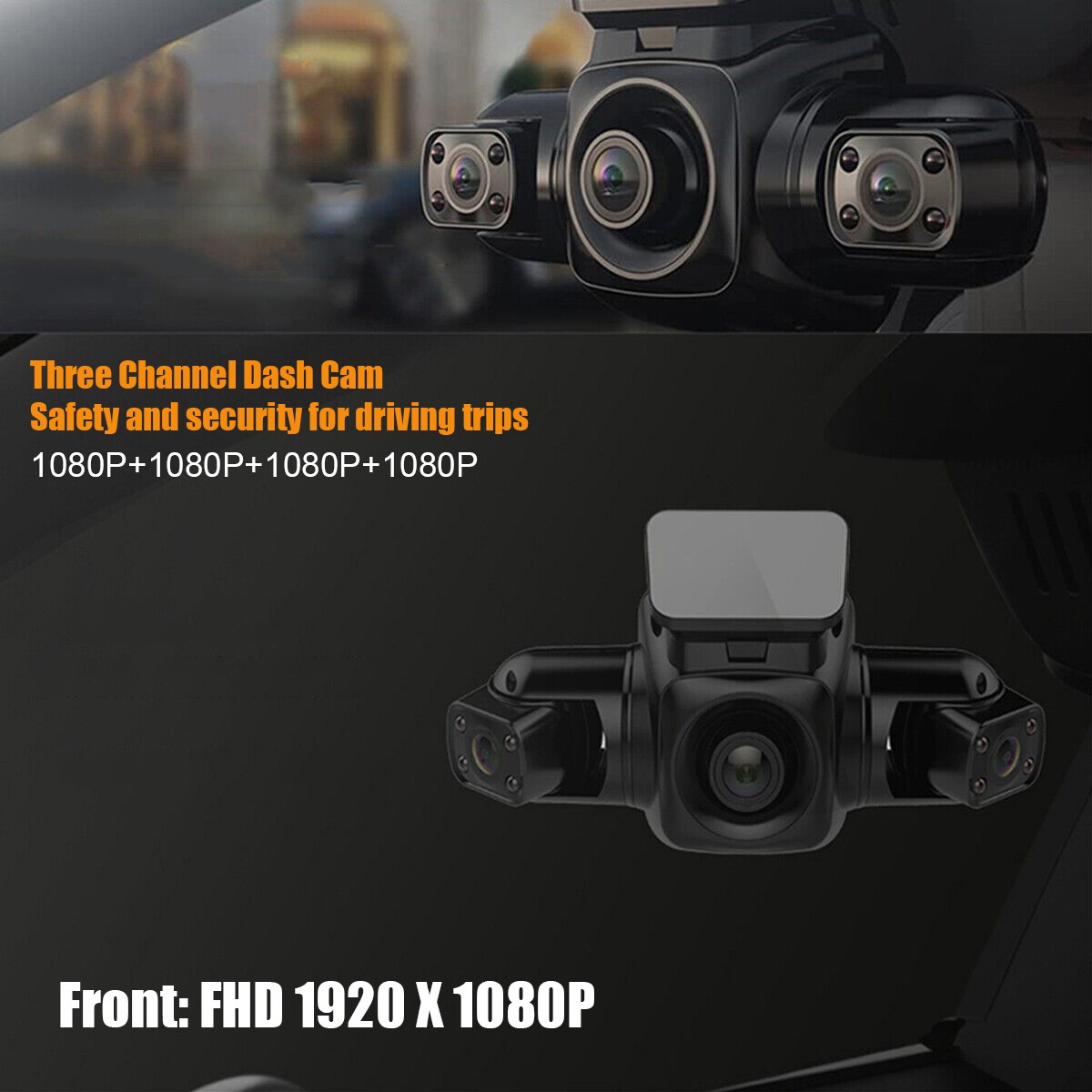 Dash Cam 4-Channel 360° Front Rear Inside DashCam 1080P Car Camera WIFI G-Sensor