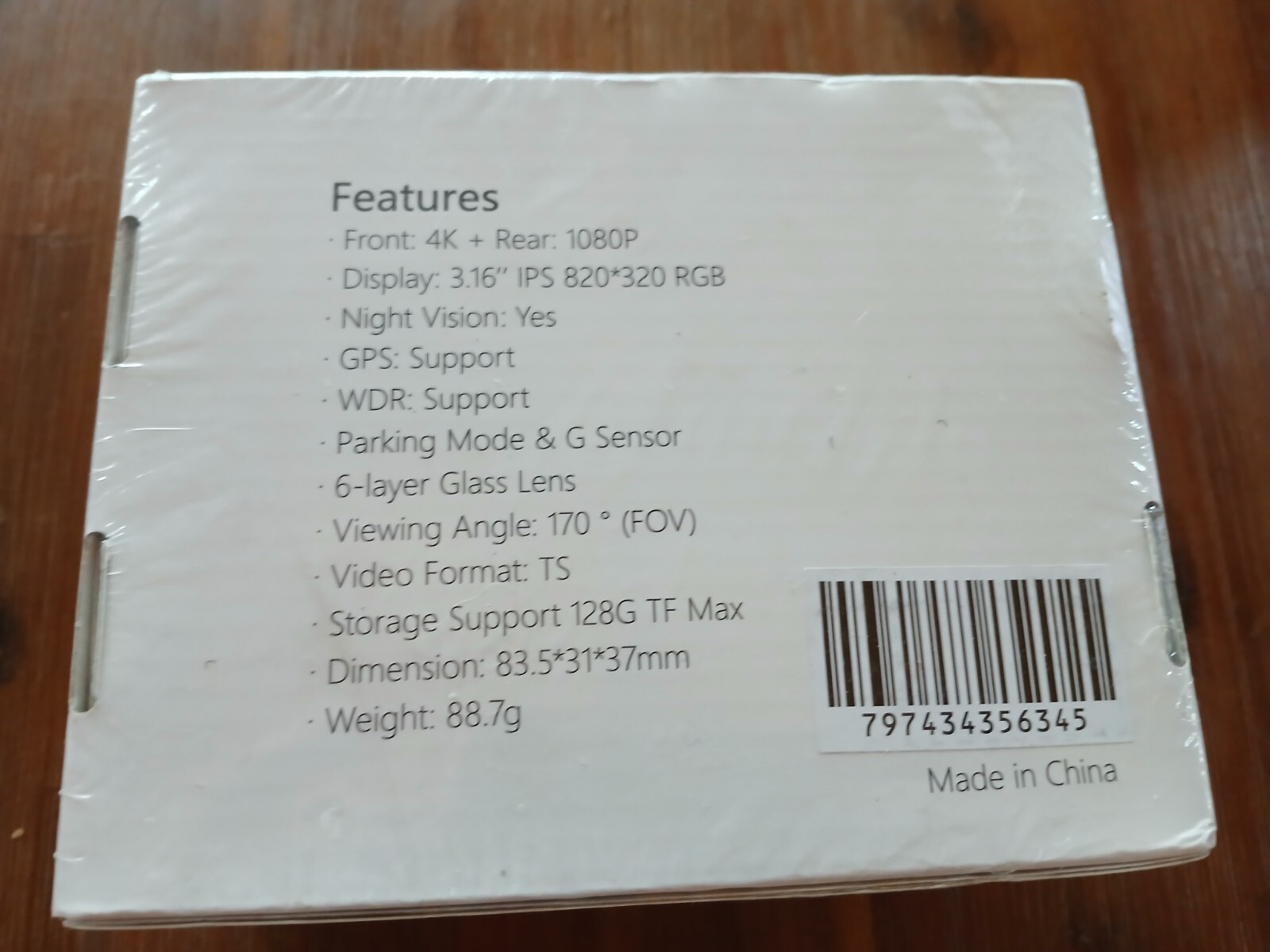Fiodio dual dash cam S30FR 4K Ultra HD IPS camera G1
