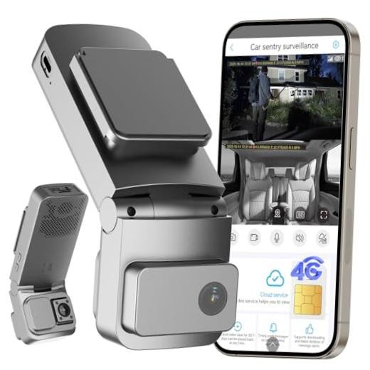 4G LTE Dash Cam with Live Streaming, Car Vandalism Security Camera | Dual 155°