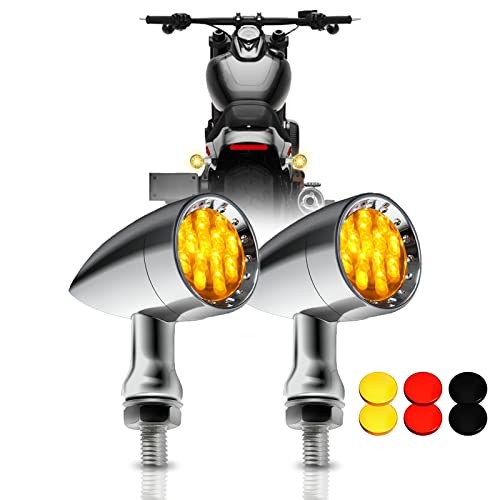 2pcs Chrome Bullet 15 LEDs Motorcycle Turn Signal Lights Front and Chrome#1