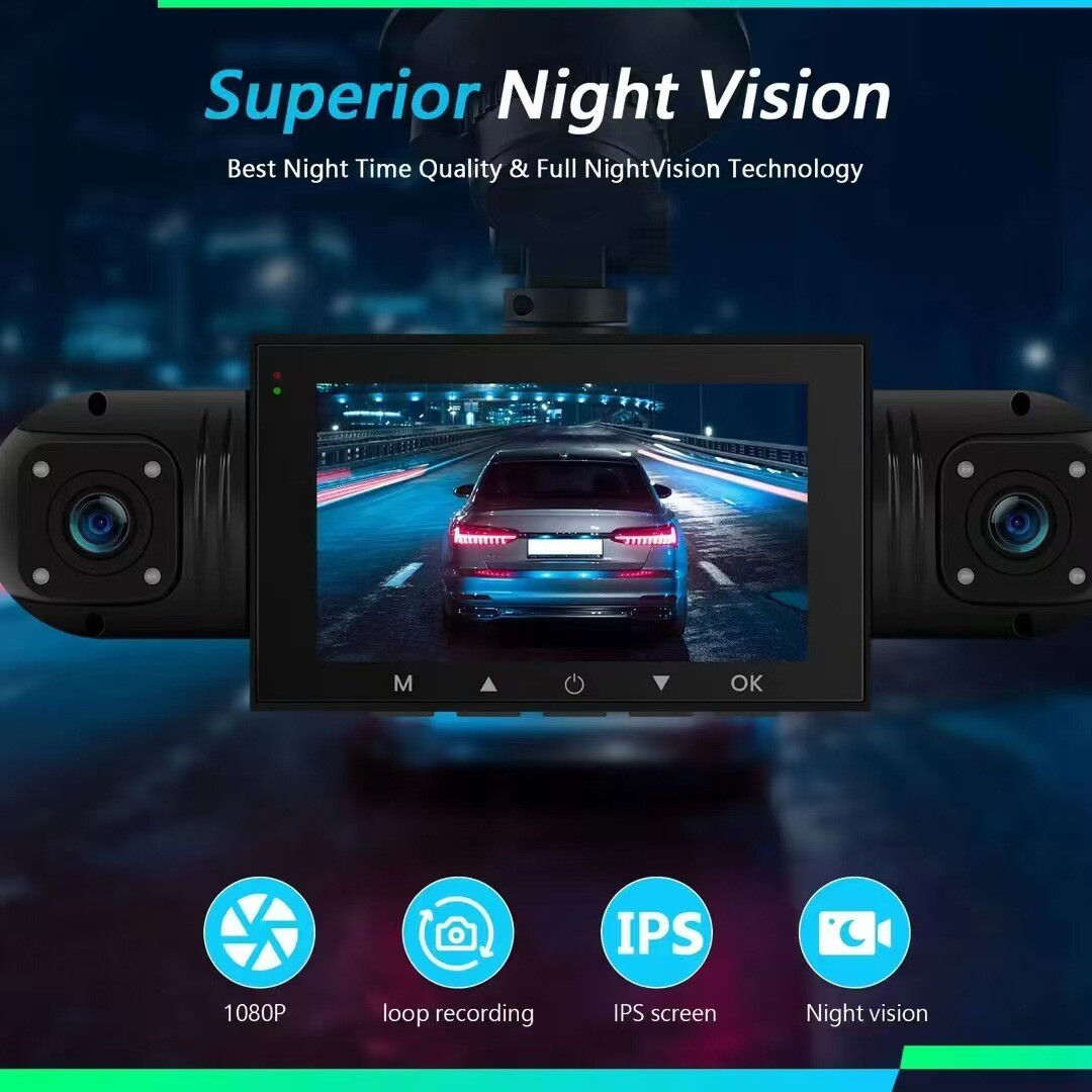 4 Channel Dash Cam 360° Dash Camera HD 1080P 4 Lens Driving Recorder w/32G Card