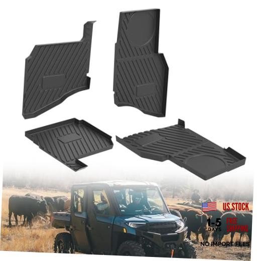 UTV Floor Mats for Polaris Ranger XP 1000 Crew, Waterproof TPE Non Front & Rear