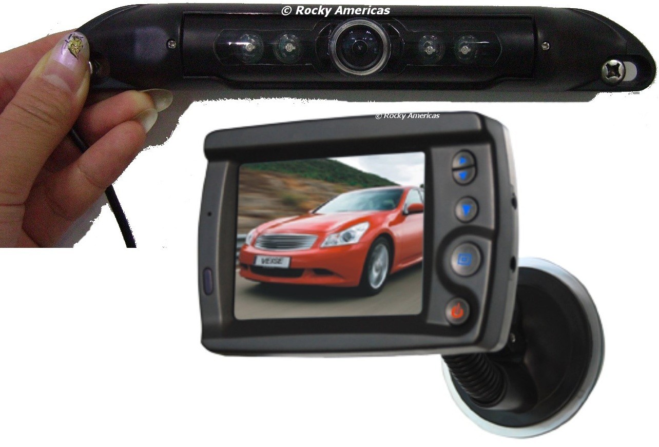 CCD LICENSE PLATE IR WIDE ANGLE REAR VIEW BACKUP CAMERA &3.5″ WINDSHIELD TFT LCD