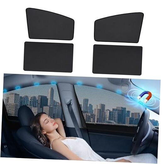 Magnetic Car Window Shades, Mesh Window Covers for Front+Rear Side 4Pcs black