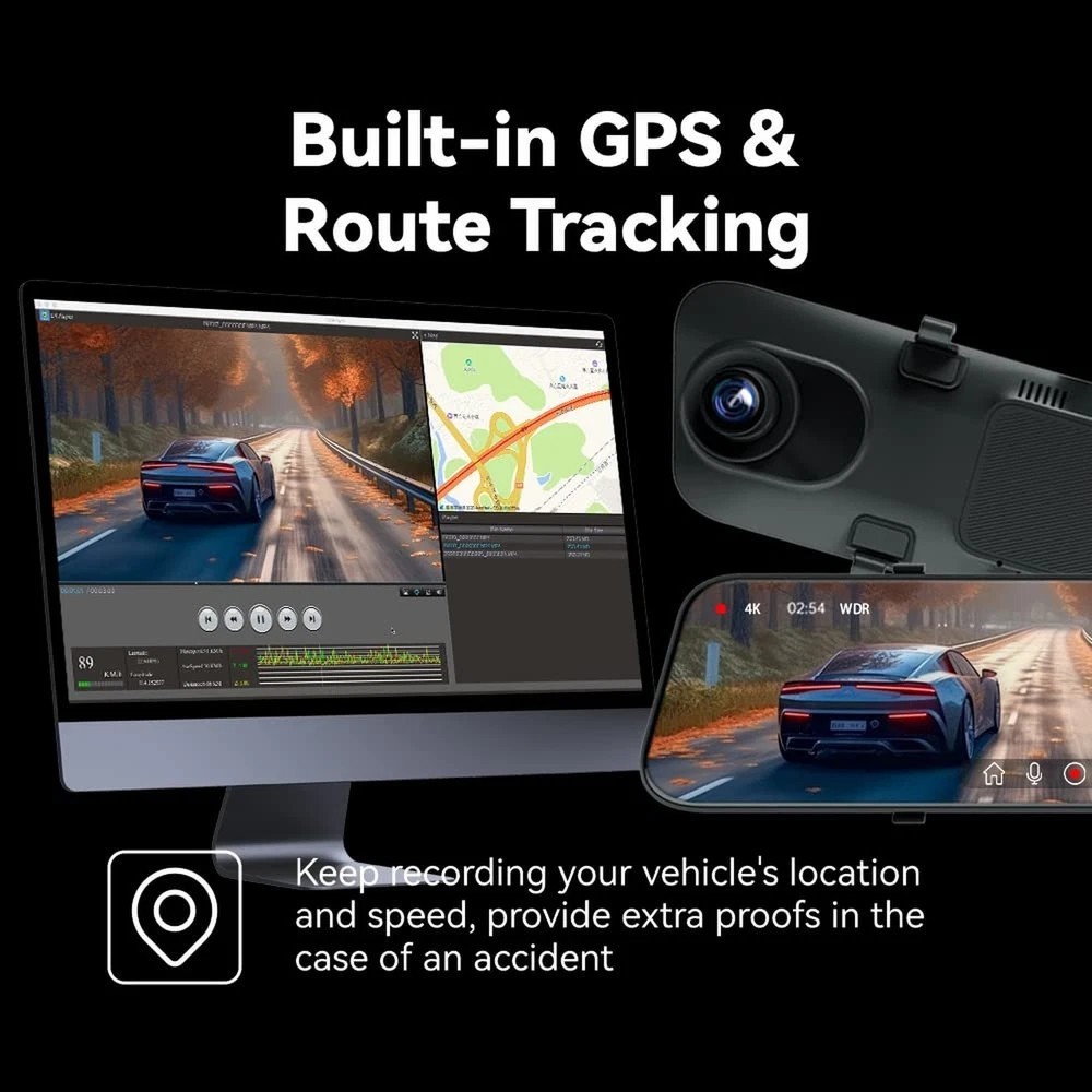 Pelsee P12 Pro 4K Mirror Dash Cam, 12” Rear View Mirror Camera Smart Driving…