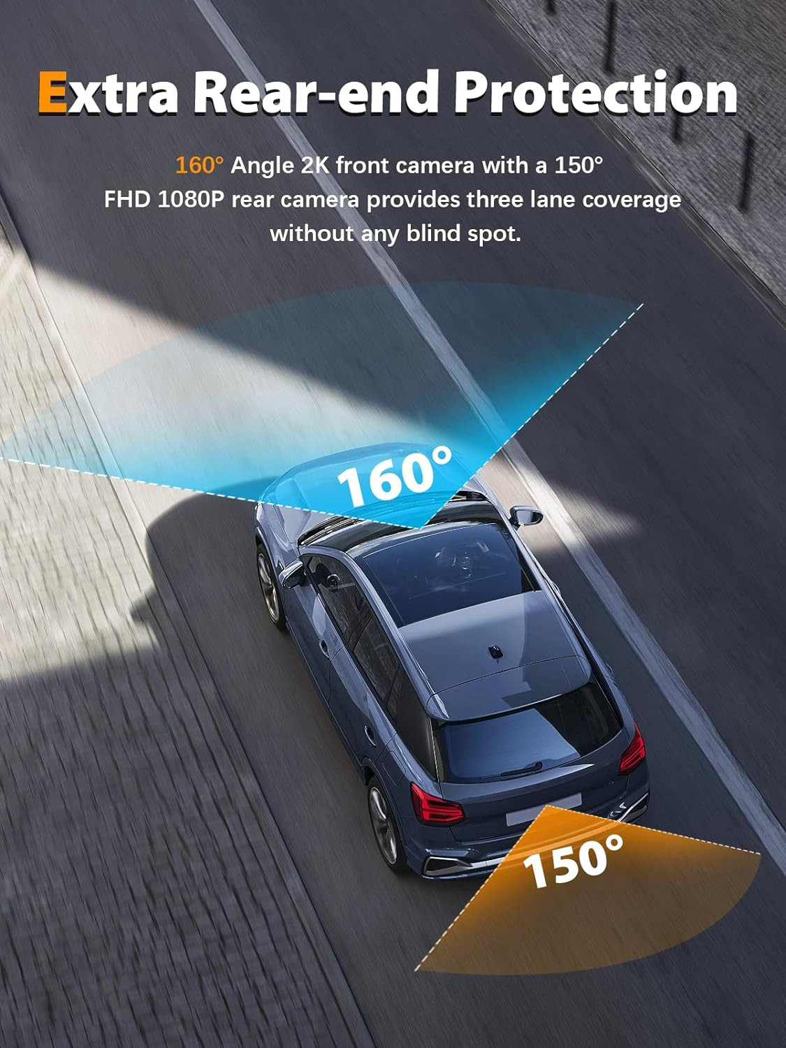 Dash Cam Front and Rear 2K+1080P, Free 64GB SD Card, Built-In Wifi, 4K Single Fr