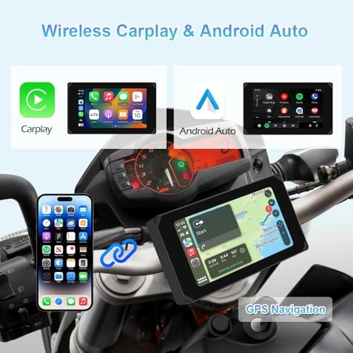 Wireless Carplay and Android Auto Motorcycle Dash Camera with 5″ CS5