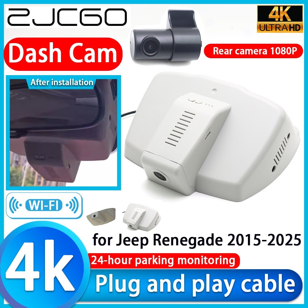 Plug and Play 4K 2160P Wifi Car DVR Dash Cam Camera for Jeep Renegade 2015-2025