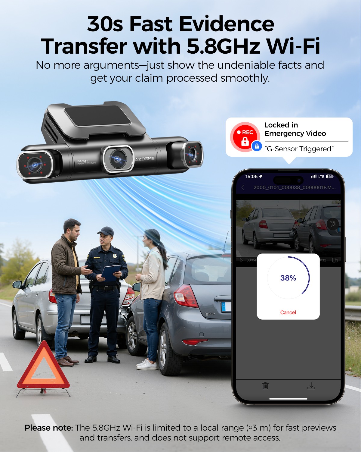 AZDOME 360° 4CH 4K 3″Dash Cam 5G WiFi GPS 2K/1080P Parking Monitor 128GB eMMC