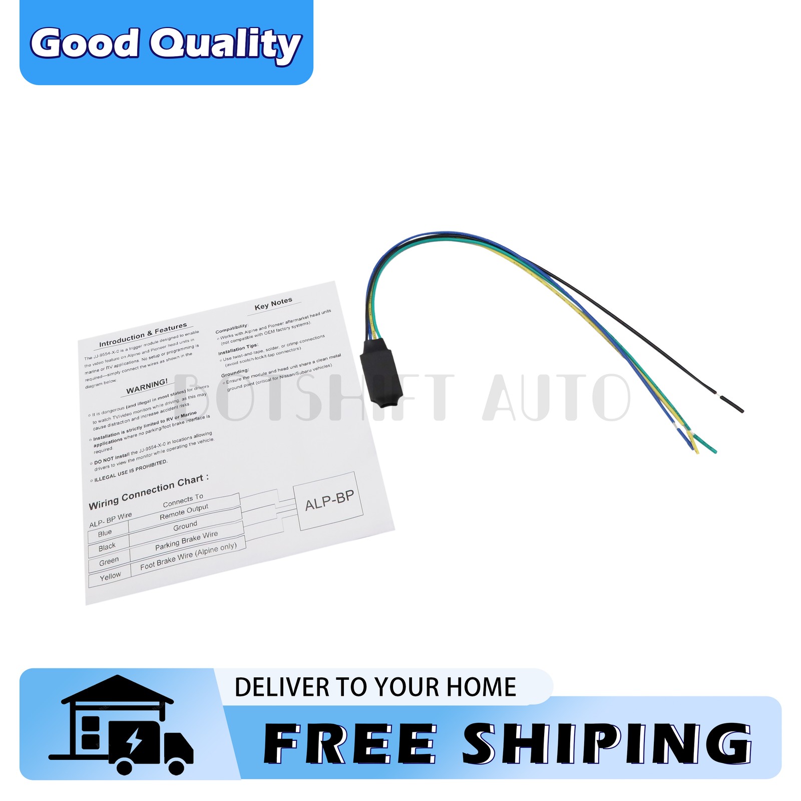 Fits Alpine ILX-W650 ILX-F309 ILX-F259 3 Video Parking BrakeBypass