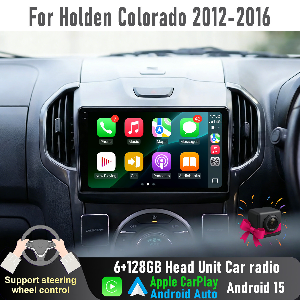 Camera Apple CarPlay Auto 128GB Head Unit Car radio For Holden Colorado 2012-16