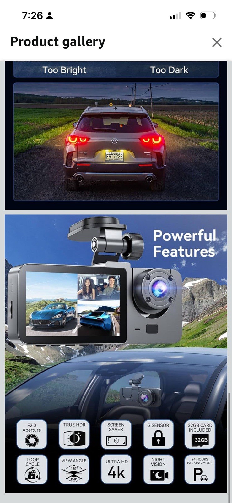 Dash Cam Front and Rear Inside 3 Channel, 4K+1080P Dash Camera for Cars