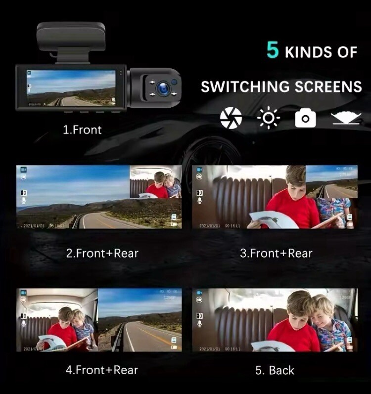 1080P Dual Lens Car Dash Cam G-Sensor Front and Inside Camera With 32GB SD CARD